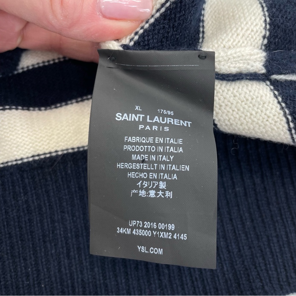 Saint Laurent Cashmere Crew Sweater XL Navy/White - Picture 13 of 16